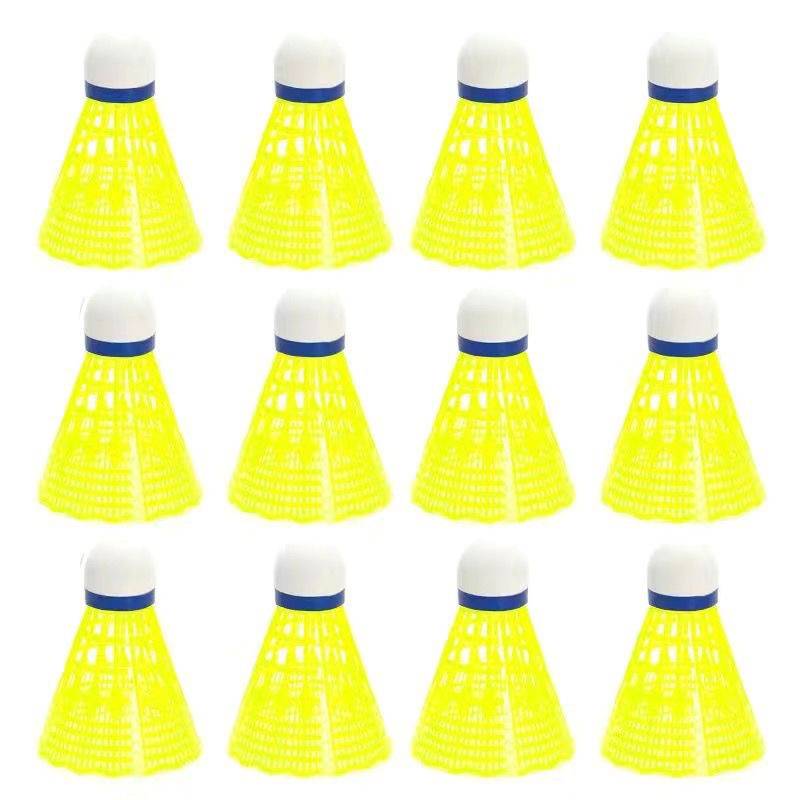 Twelve yellow badmintons
